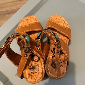 Brown hippie wedges used